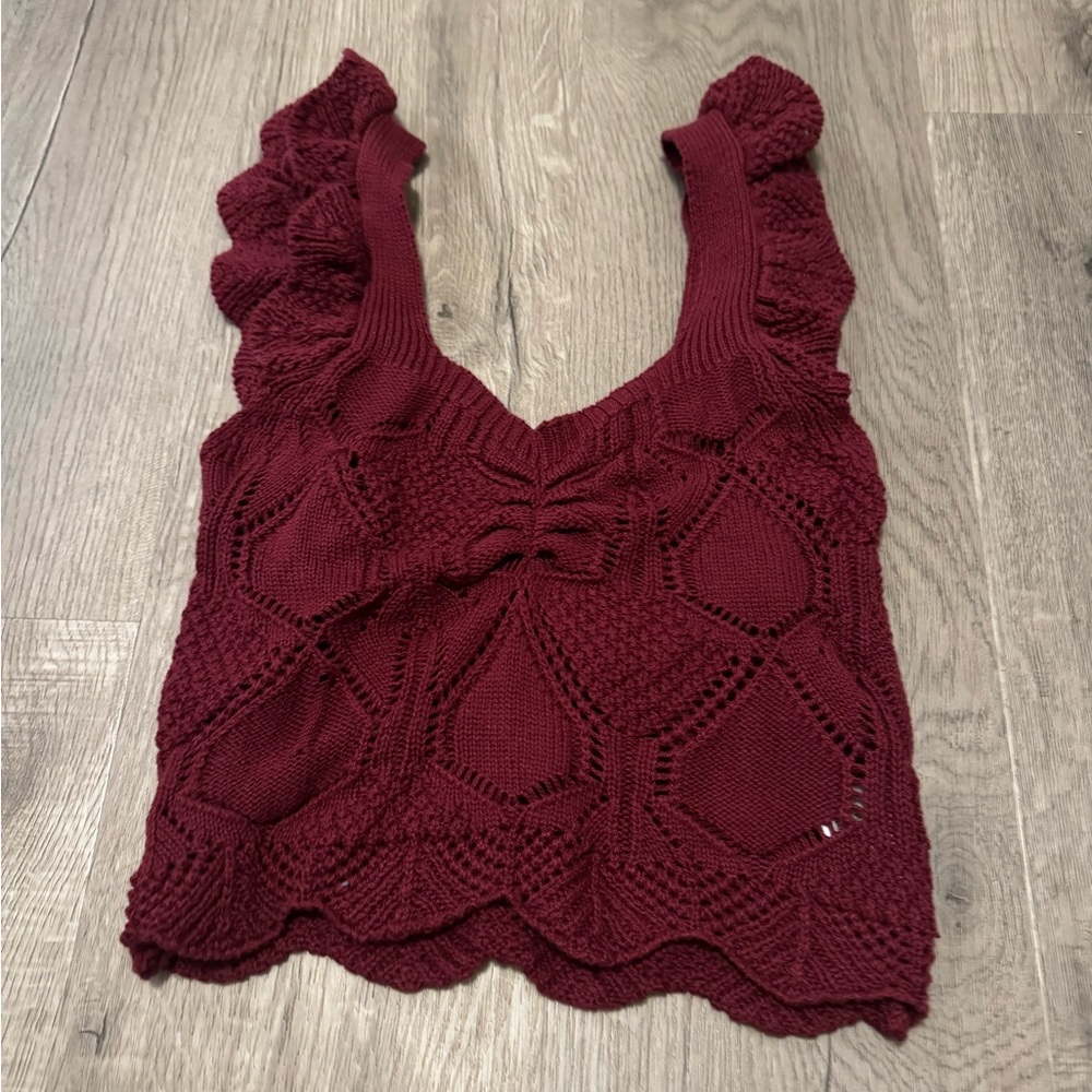 Newbury Kustom Burgundy Knit Crop Top